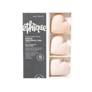 Ethique Unscented Gift Set- Face Cleanser, Body Cleanser & Deodorant, Gifts for women - Plastic-Free, Vegan, Cruelty-Free, Eco-Friendly, 3 Travel Bars, 1.59 oz (Pack of 1)