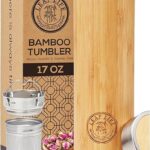 LeafLife Premium Bamboo Tea Bottle for Loose Tea - Tea Infuser Bottle - Tea Gifts - Insulated Water Bottle/Coffee Tumbler/Tea Thermos - Tea Gift Set, Tea Accessories - Tea Tumbler 17oz