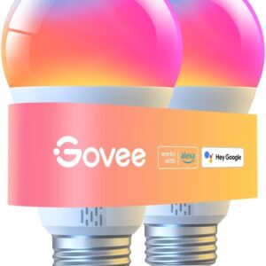 Govee LED Smart Light Bulbs, 1000LM Color Changing Light Bulb, Wi-Fi & Bluetooth Light Bulbs, Work with Alexa and Google Assistant, Dimmable RGBWW A19 75W Equivalent Smart Bulbs, 2 Pack