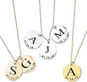 Personalized Initial and Date Necklace, Custom Family Jewelry, Gift for Mom, Birthdays, and Holidays -LCN-ID