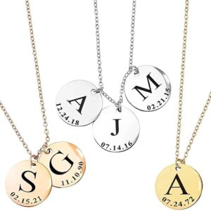 Personalized Initial and Date Necklace, Custom Family Jewelry, Gift for Mom, Birthdays, and Holidays -LCN-ID